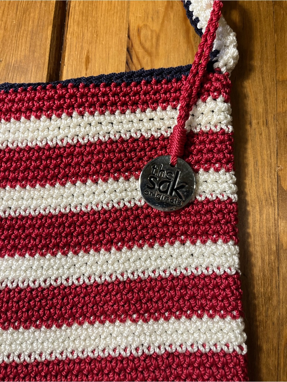 The Sak Crochet American Flag Crossbody Bag in Red, White & Blue - Picture 2 of 5